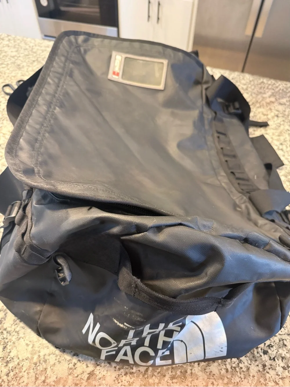 The North Face Black Duffel with White Logo